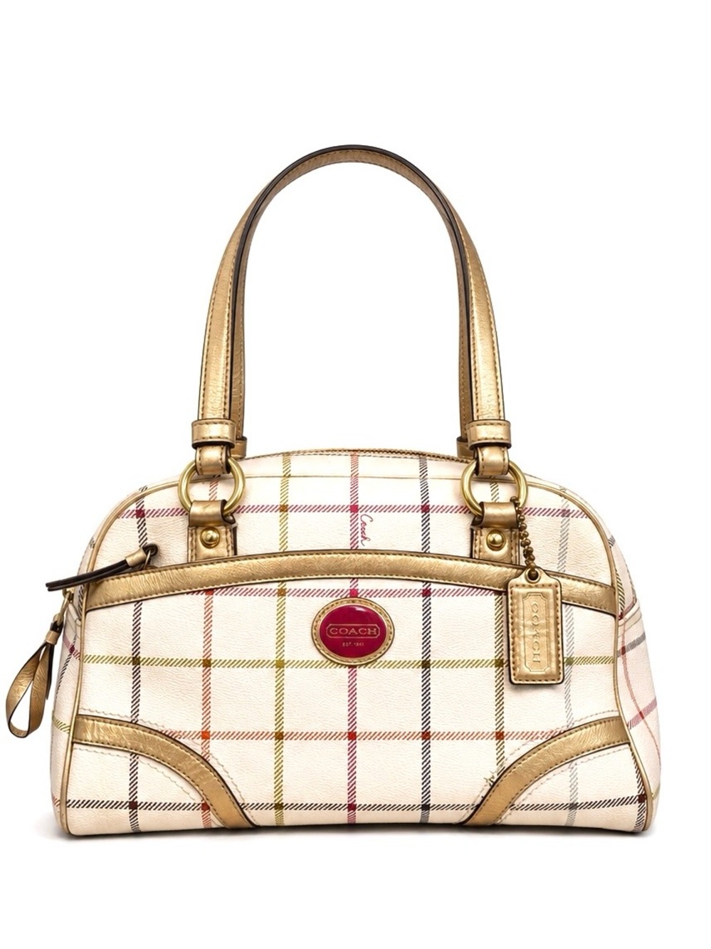 COACH 2011 Peyton Tattersall Plaid Satchel Shoulder Bag - Picture 1 of 16
